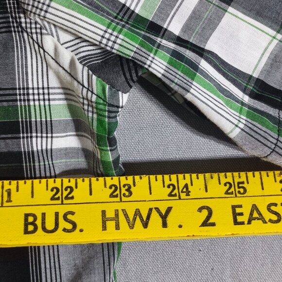 Machine button down shirt men's XL white grey checks western style front decor - Picture 8 of 9